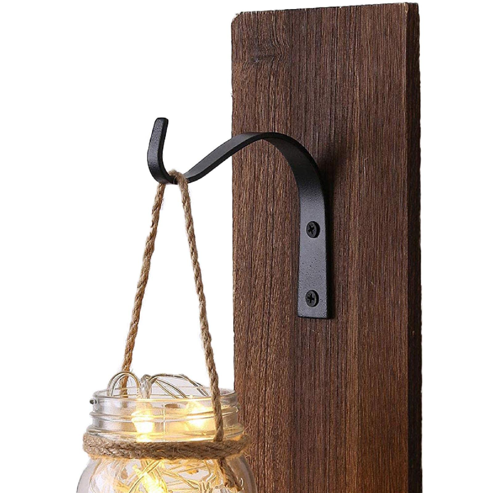 Ganci da parete in ferro da appendere, in metallo resistente, in ferro battuto, ganci da appendere alla parete per esterni, per appendere lanterne, mangiatoie per uccelli, 2 pezzi, colore nero