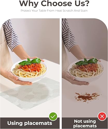 Miniatura 359 de Leetaltree - Manteles individuales, resistentes al calor, antideslizantes, para mesa de comedor, lavables, duraderos, tejido de PVC