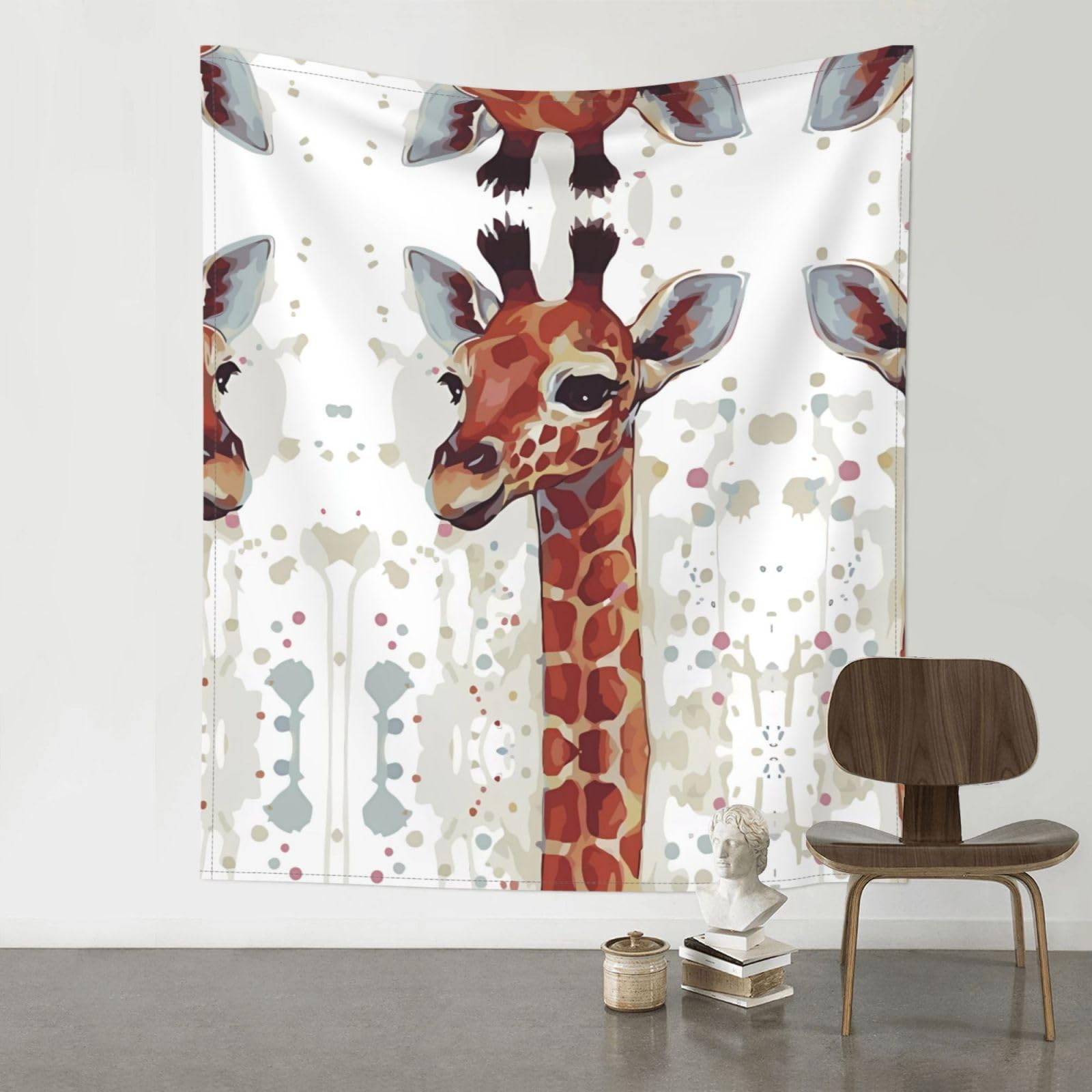 WHJSSF Stylish Animal Watercolor Giraffe Prints Wall Tapestry 60x51in - Boho Decor Throw for Bedroom, Dorm, Picnic & Outdoor Adventures