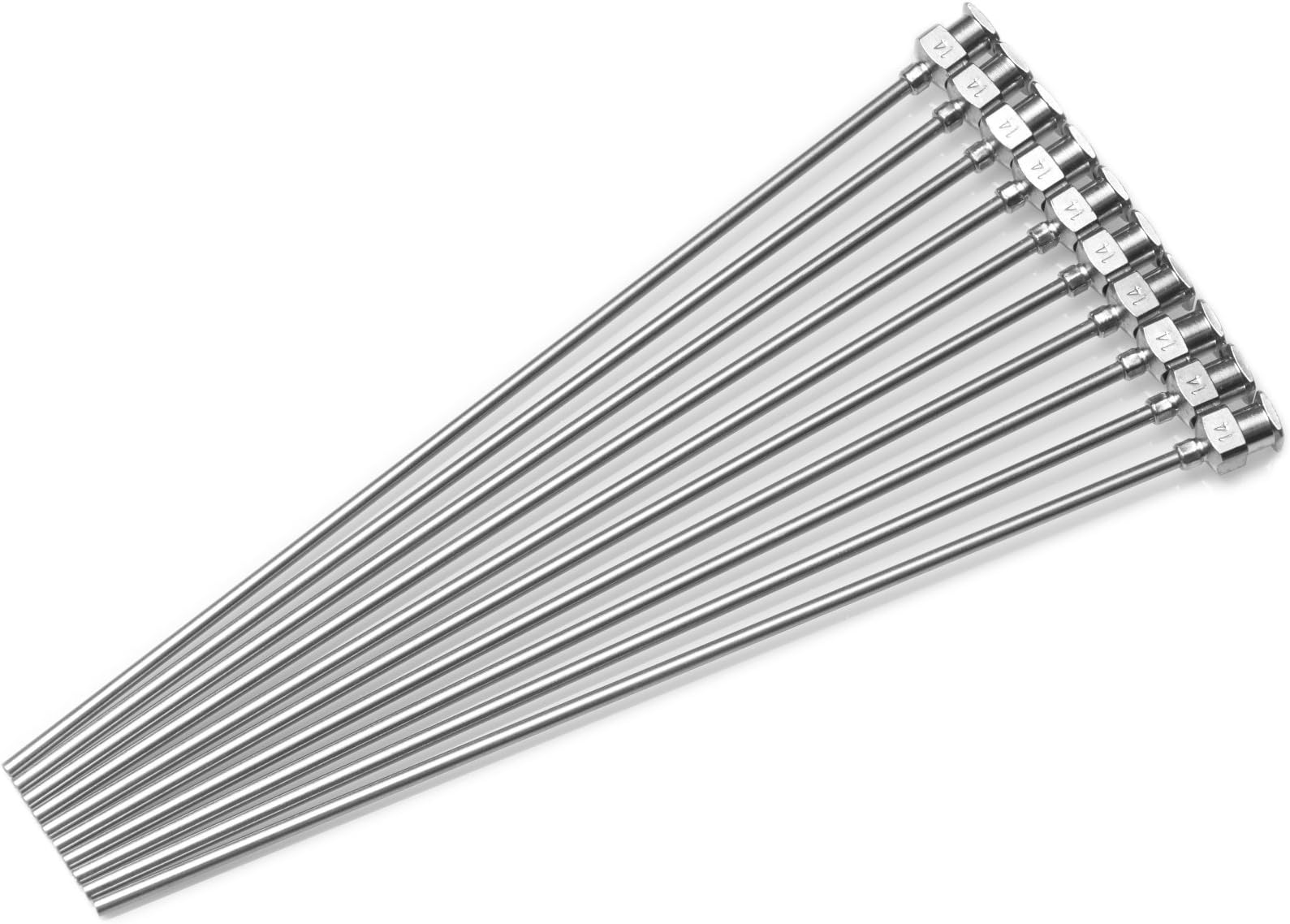 10 Pack - Dispensing Needle 14G x 5" - Blunt Tip, Luer Lock, All Metal (Stainless Steel)