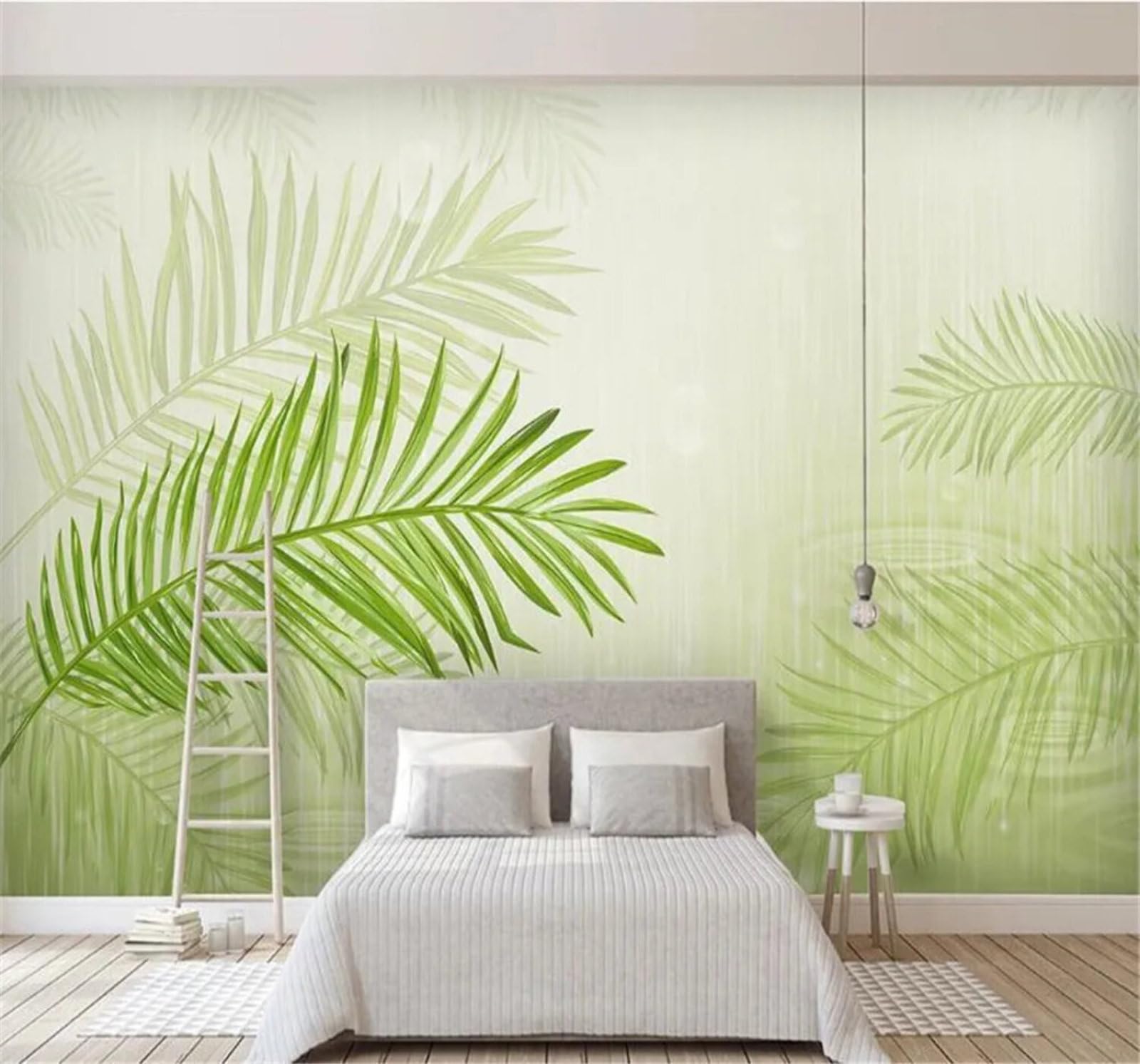 Xlming 400Cm×280Cm(B×H) Fresh Minimalist Three Dimensional Botanical Green Leaves 3D Wallpaper Premium Textured Silk Study Dining Living Room Bedroom Sofa Tv Wall Easy Install-400Cm×280Cm