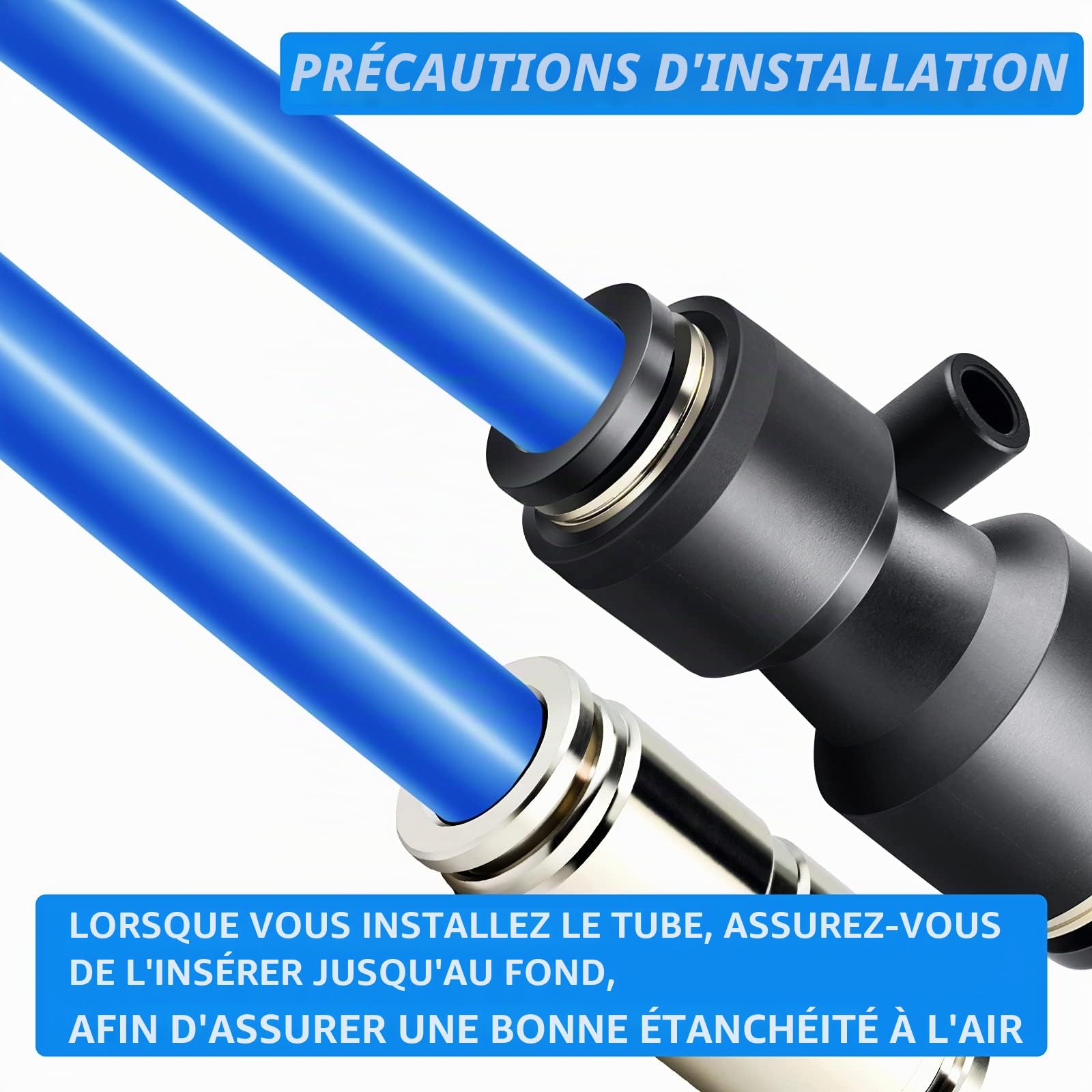 Kit de tube de tuyau d'air en polyuréthane bleu 10M PU, 8 mm OD x 5 mm ID avec 14 kits de connecteur