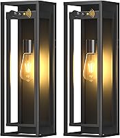 Vista 1 de 20in Outdoor Wall Light Dusk to Dawn-Black Modern Sconce Waterproof Exterior Lighting Fixture E26 Socket Porch Lights Extra Large Lantern for