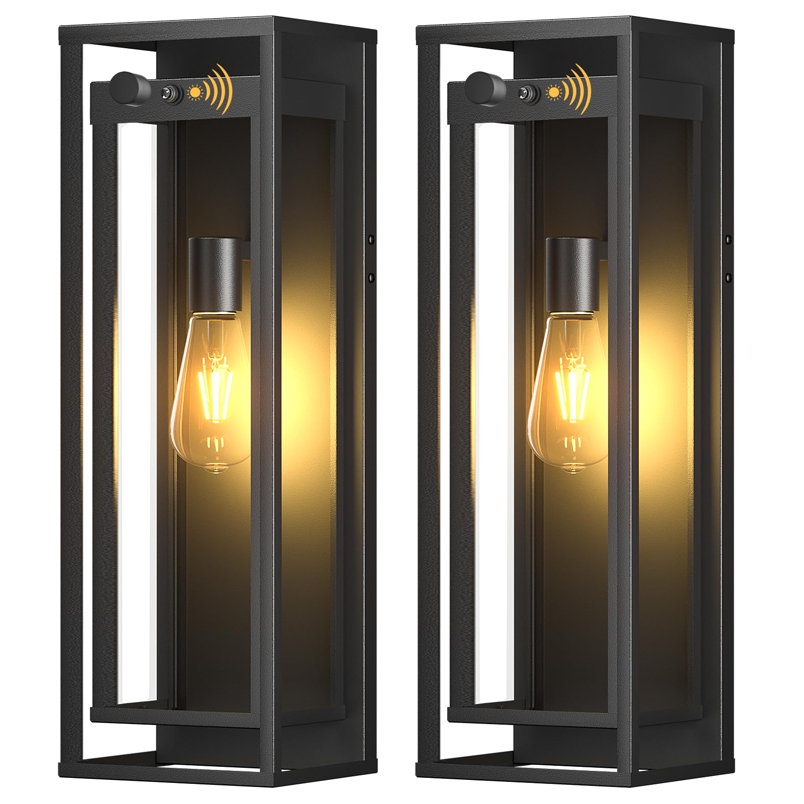 Photo 1 of SIAFAVOI 20in Outdoor Wall Light Dusk to Dawn-Black Modern Sconce Waterproof Exterior Lighting Fixture E26 Socket Porch Lights Extra Large Lantern for Entryway Patio House Garage (2Pack)