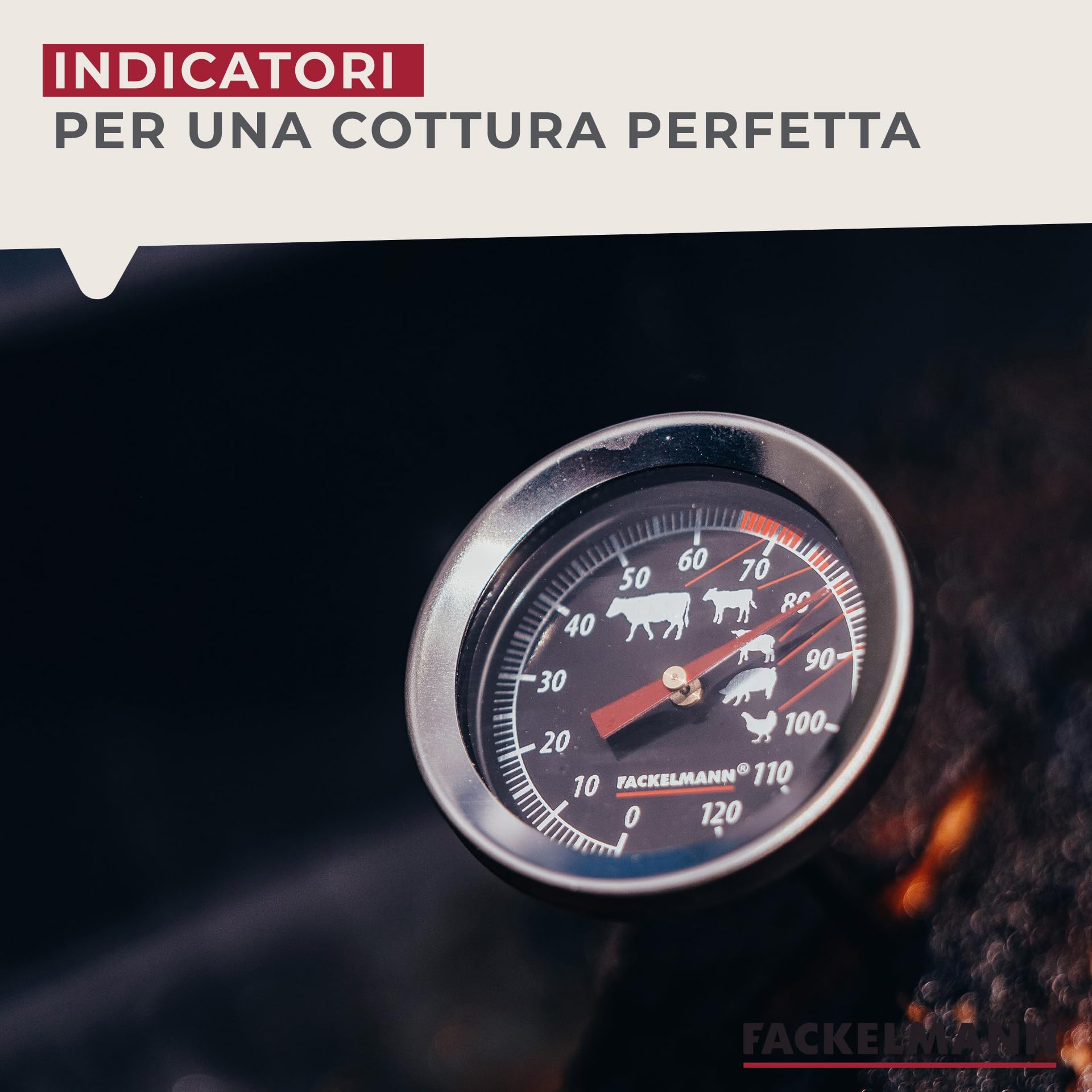 FACKELMANN Termometro per Carne e arrosti, Food&More (Colore: Argento), quantità: 1 Pezzo