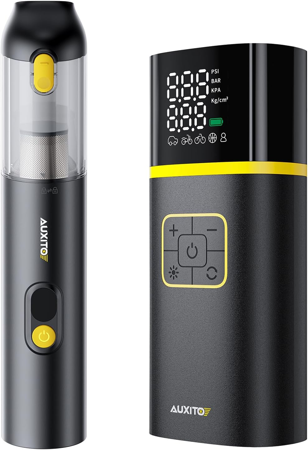 AUXITO Tire Inflator Portable 150PSI Air Pump for Car & Car Vacuum Portable Cordless with 14000Pa High Power