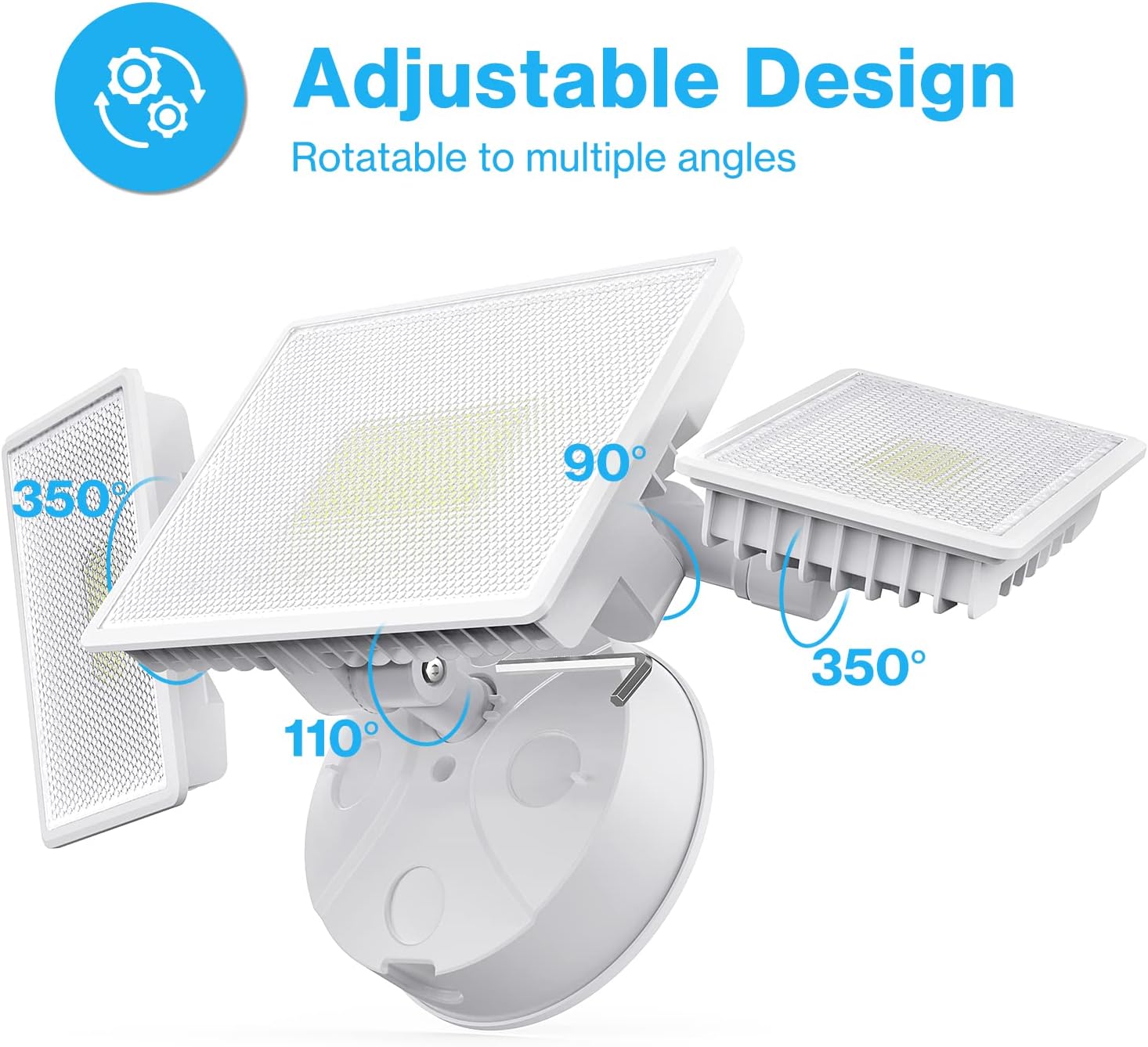 Promo 40% OFF Olafus 80W Outdoor Flood Light, 7200LM Security Lights with 3 Head, 6000K LED Flood Light Outdoor, IP65 Waterproof Exterior Flood Lights for Yard, Porch, Soffit, Wall, Eave Mount, Garden, Garage