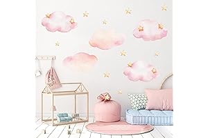 Pink Wall Decals: Clouds and Stars Murals for a Twinkling Nursery
