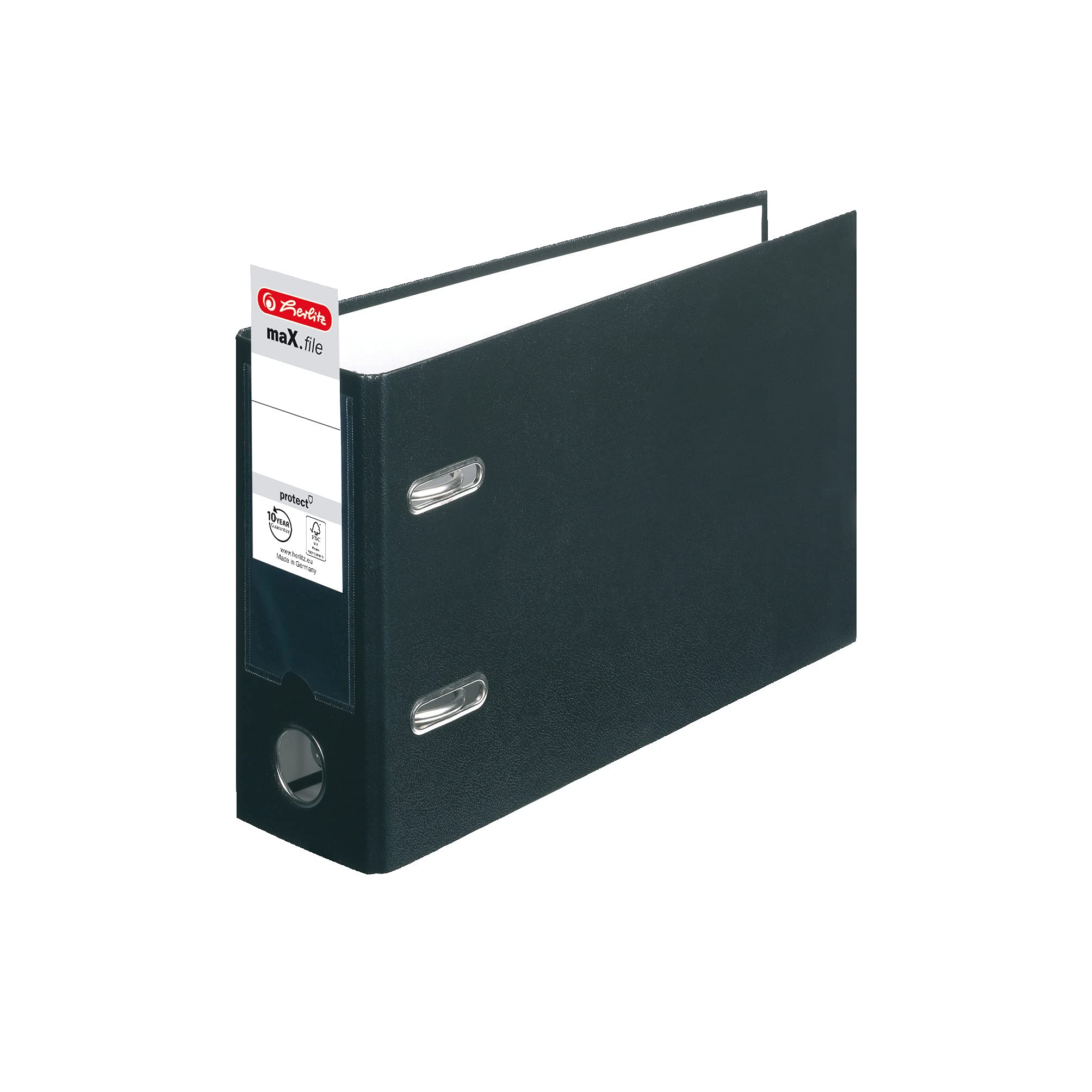 herlitz 10842334 Ordner maX.file protect, A5, quer, Rückenbreite: 8cm, PP-Folienbezug, schwarz, 10 Stück