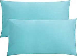 FLXXIE 2 Pack Microfiber King Pillow Cases, 1800 Super Soft Pillowcases with Envelope Closure, Wrinkle, Fade and Stain Resistant Pillow Covers, 20x36, Aqua