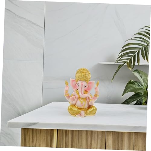 Miniatura 3 de Adorno de Buda de palma Ganapati Figura decorativa Elefante Dios Estatua Ídolo Latón Escultura Escultura de Buena Suerte Estatua de Feng Shui