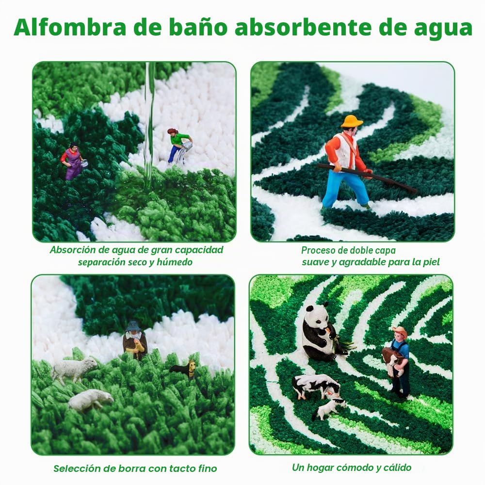 Linda Hoja Alfombras de Baño Antideslizantes 51x81cm, Grandes Alfombras de Baño de Microfibra en Forma de Palma Monstera, Alfombra de Baño Lavable a Máquina para el Dormitorio Sala de Estar