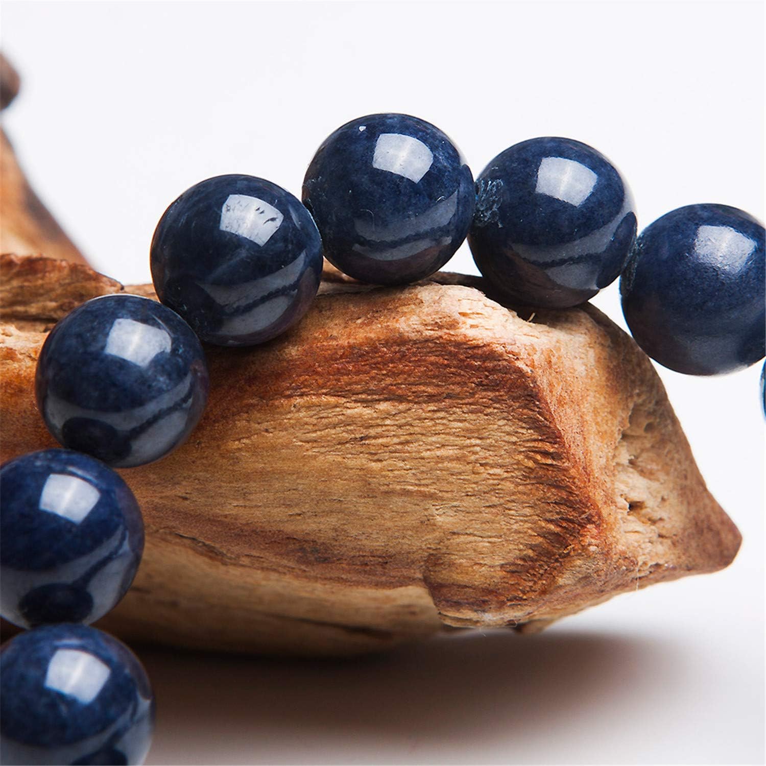 10mm Natural Blue Sapphire Gemstone Round Beads Women Men Rare Bracelet AAAA