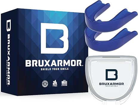 BruxArmor Nightguard - Bruxism Mouth Guard for Clenching & Grinding, Dental Custom Fit Brux Night Guard, 2 Pack Navy