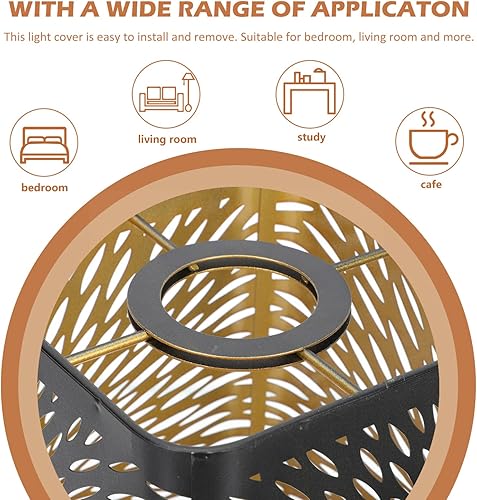 Miniatura 4 de Beaupretty Pantallas de lámpara de repuesto para lámpara de batería, pantallas de lámpara de hierro, cubierta de luz de bombilla ahuecada E27