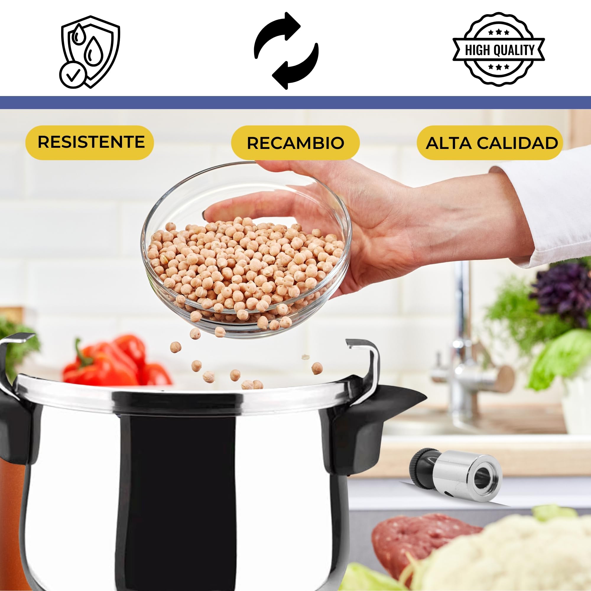 Válvula para Olla Express Magefesa, Válvula de Seguridad para Olla a presión, Válvula de liberación de presión, Pitorro de presión, Compatible con ollas Express Magefesa - imagen 3