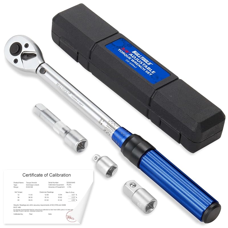 Chave de Torque Click BULLTOOLS 3/8 pol. com Duplo Sentido, Escala Dupla de 10–60 N·m, Mecanismo de 72 dentes TW07-001