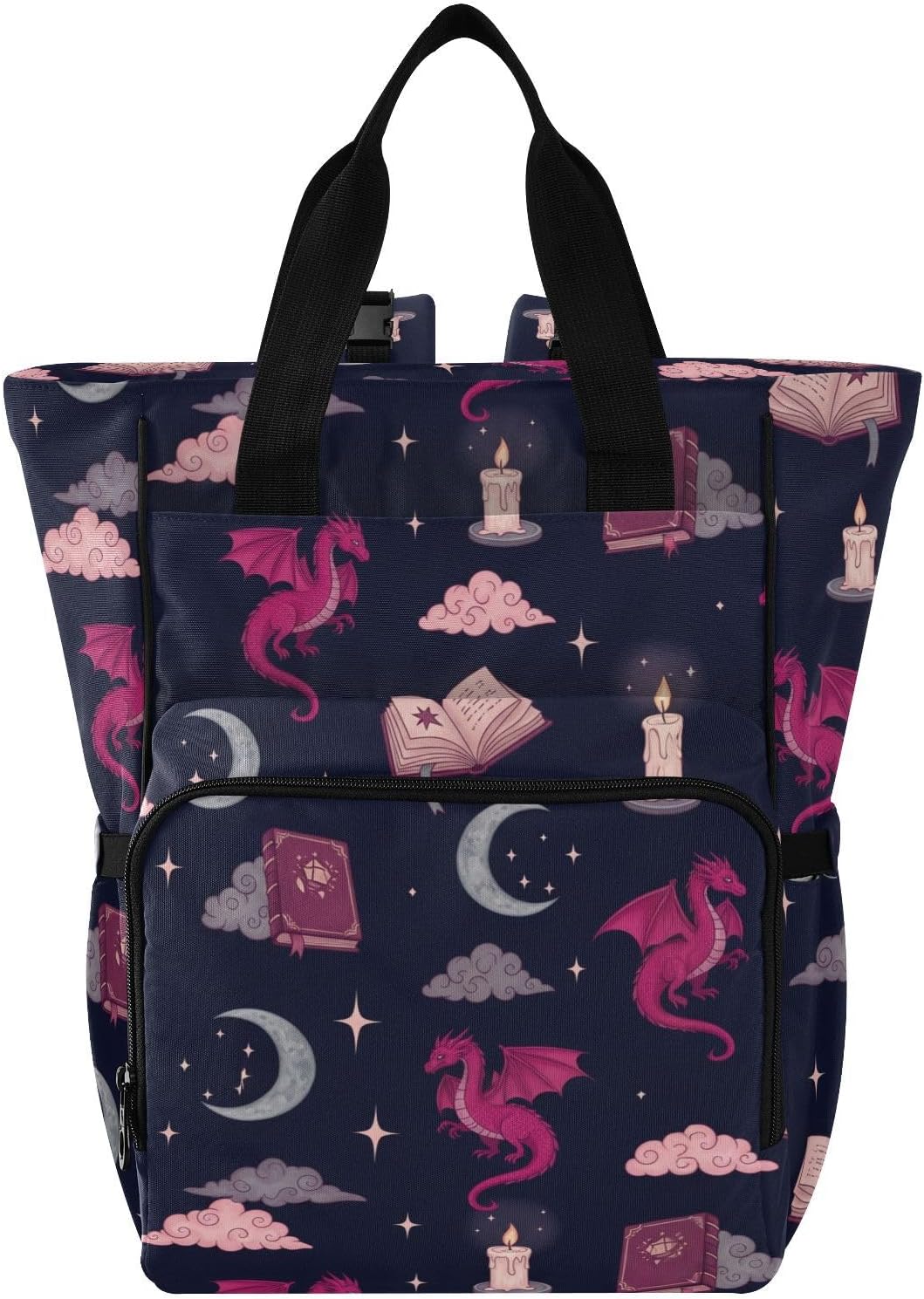 Dragon Candle Cloud Black Pattern Diaper Bag Backpack for Baby Boys Girls Multifunction Baby Essentials Travel Tote with Stroller Straps & Bottle Storage Large Travel Diaper Backpack for Baby