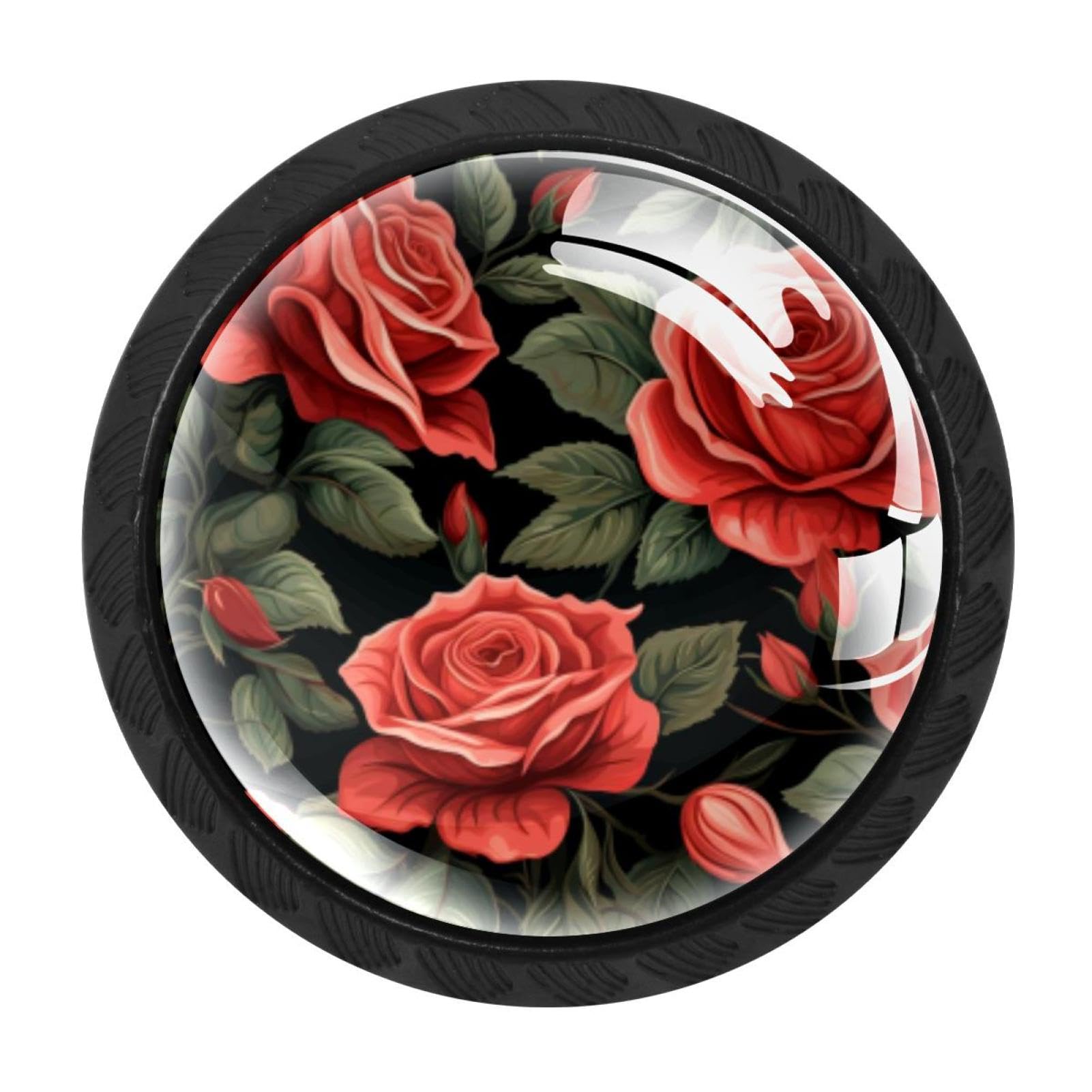 CHENZZZZ 4 Pack Cabinet Handles Black Rose Cabinet Knobs Draw
