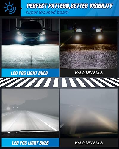 Miniatura 3 de Nilight EF2 2504 Bombillas LED antiniebla, 250% de brillo, 5,0000 horas de vida útil, bombillas antiniebla blancas de xenón de 6000 K, bombillas LED