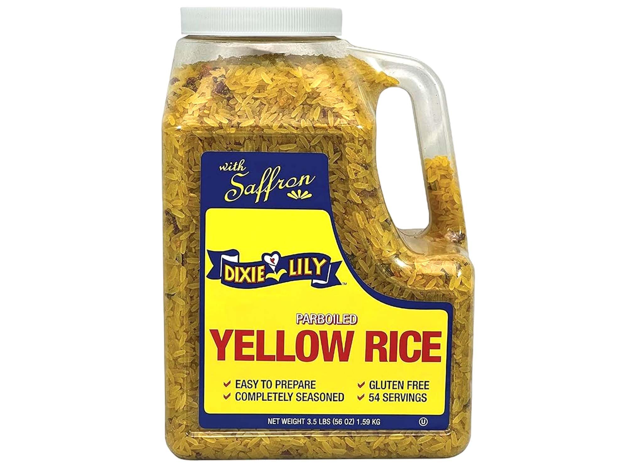 Dixie Lily - Yellow Rice Dinner - Long Grain Parboiled With Vegetables, Turmeric, Mexican Saffron, Flavorful & Easy to Cook - 3.5lb Jug
