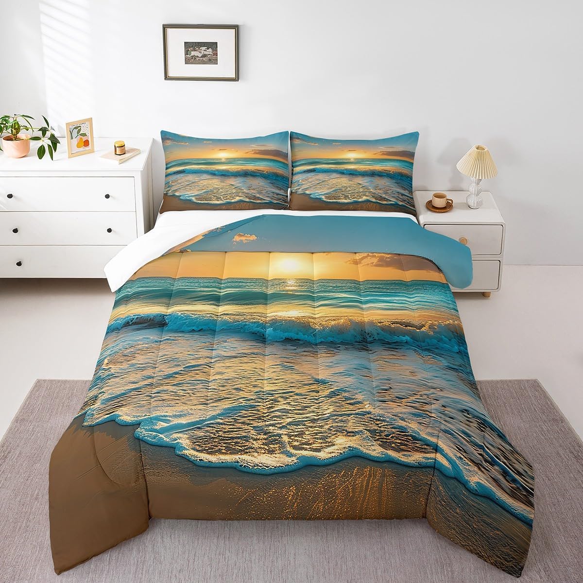 Feelyou Beach Comforter Set Queen Size Boys Girls Teens image 2