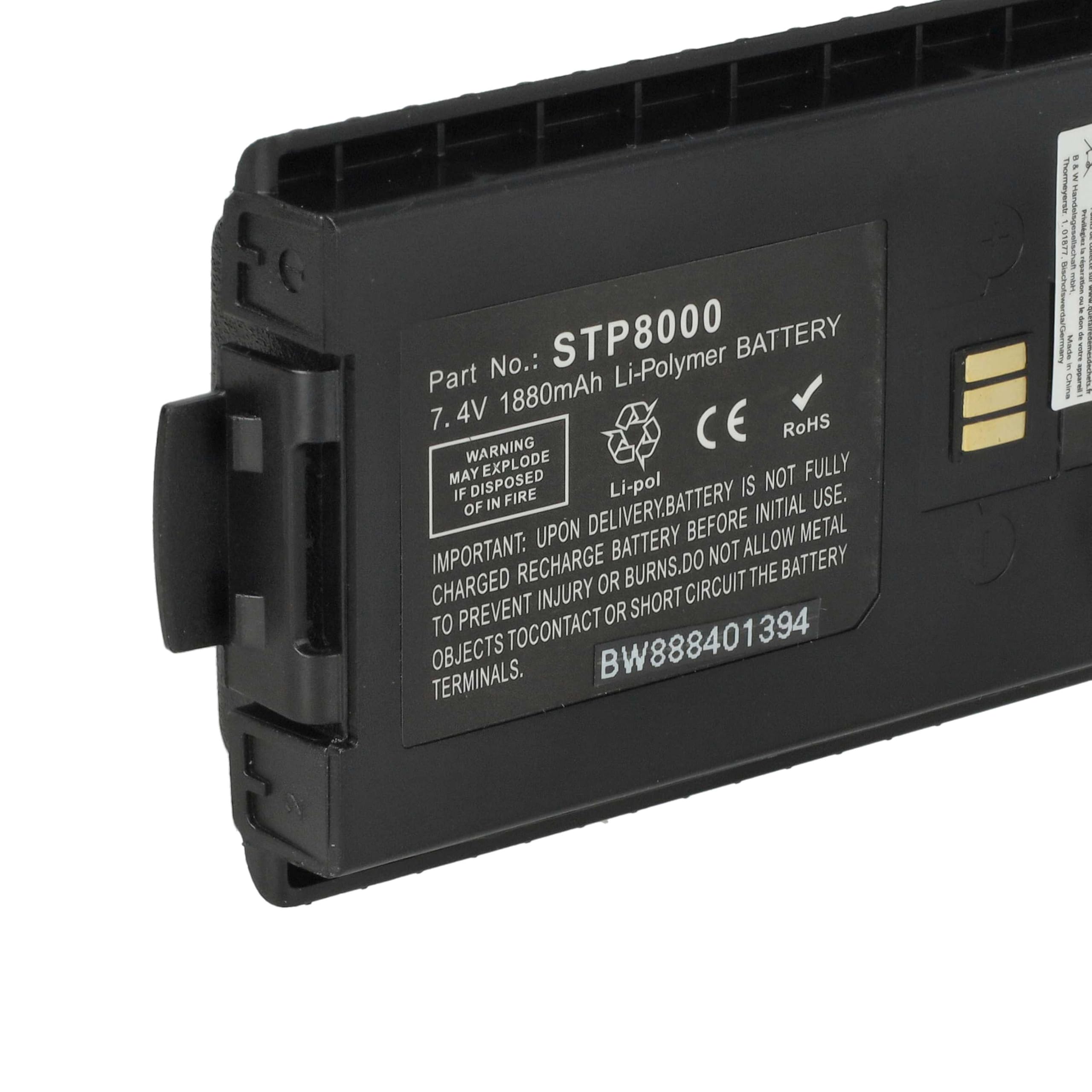 vhbw 2X Akku kompatibel mit Tetra STP8000 | SC2020, SC2024, SC20, STP8035, STP8020, STP8030 Funkgerät, Walkie Talkie (1880 mAh, 7,4 V, Li-Polymer)