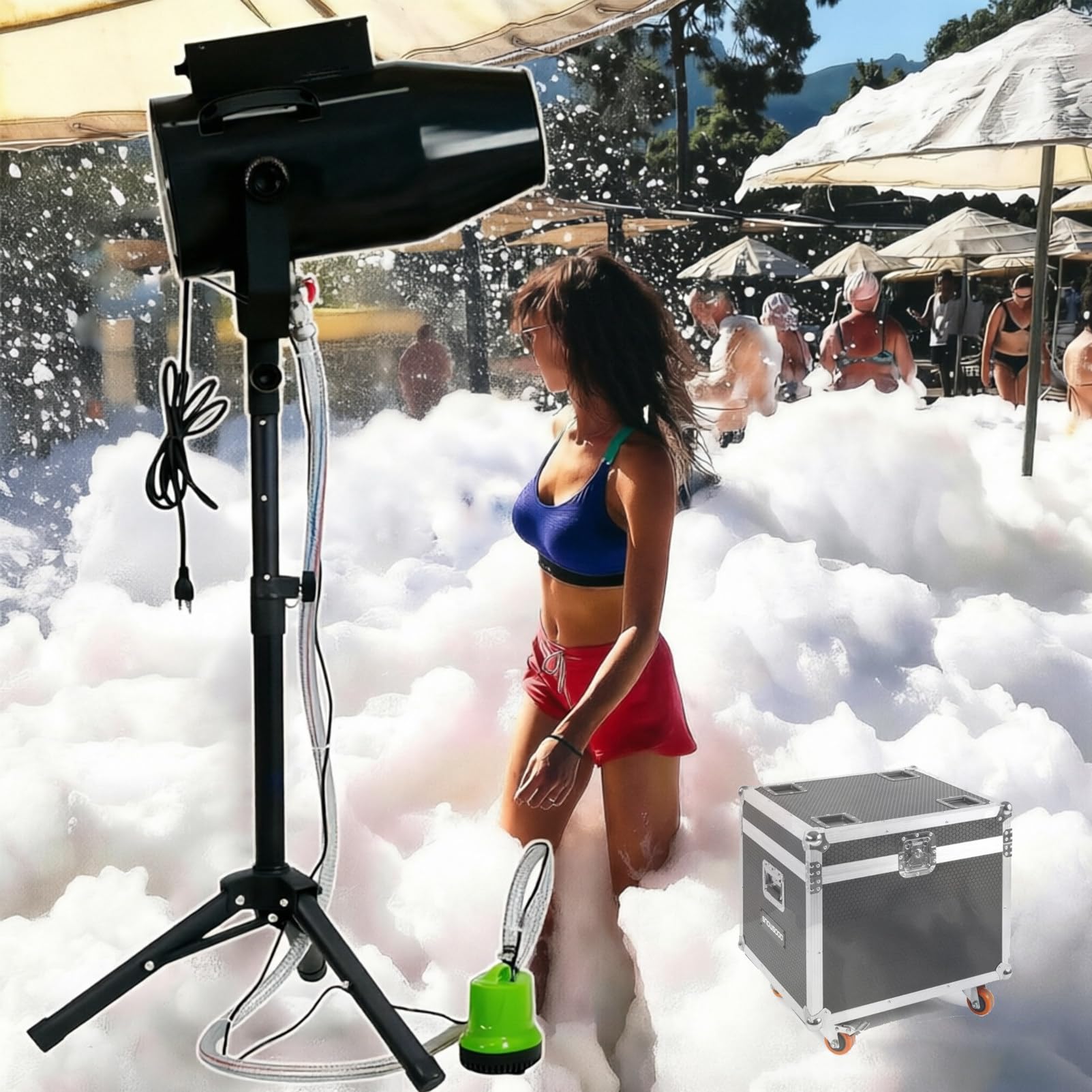 Pnpaea Foam Machine,High Power Foam Maker Cannon,250w/450w Bubble Machine with Spraying Distance 6-8 M,For Party Holiday Birthday Business Celebrations 1500-FlightCasePackaging