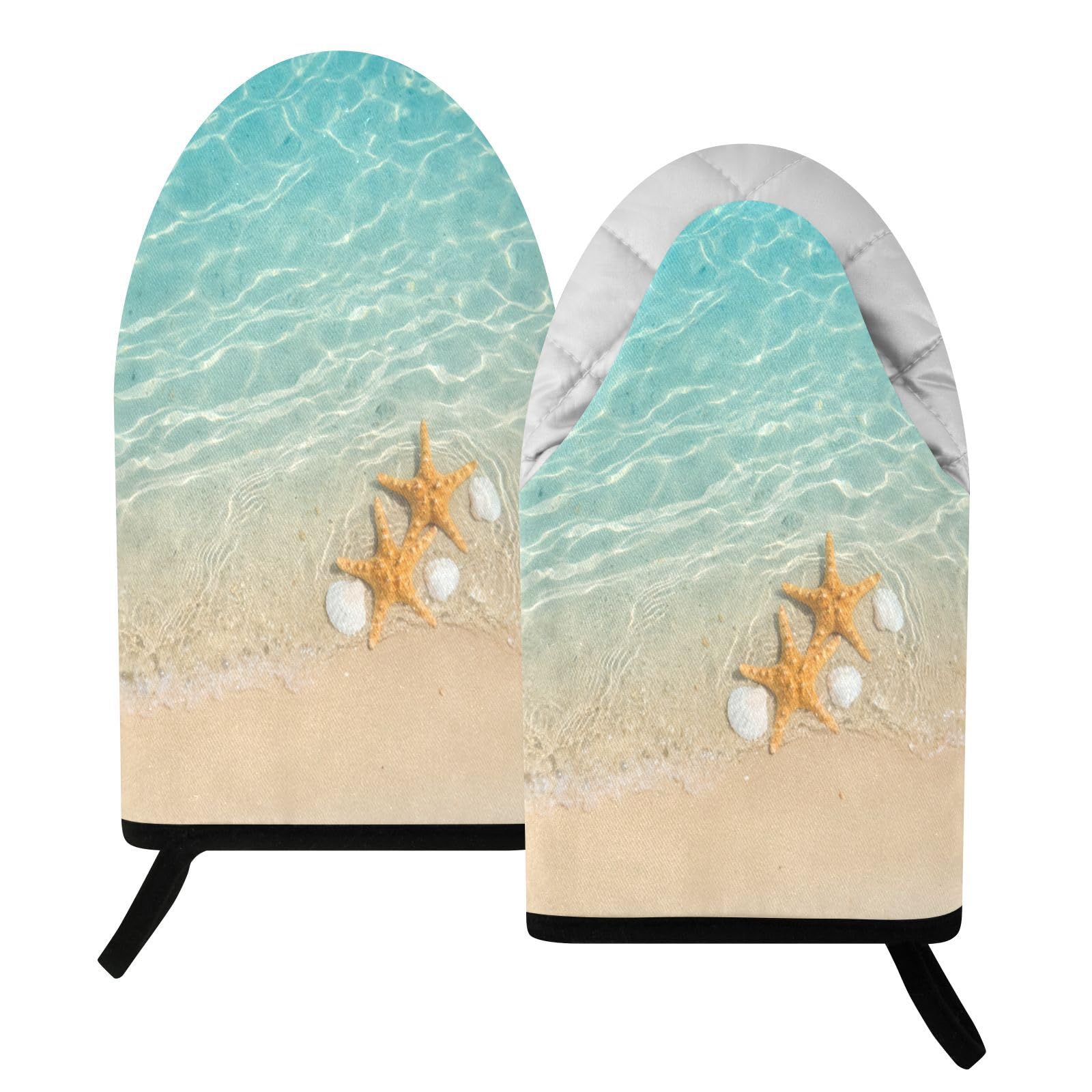BURSTDDY Starfish by The Sea Oven Mitt,Heat Resistant Kitchen Mitts for Cooking