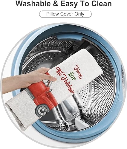 Miniatura 3 de Cojines Decorativos para Sala Home for The Holidays Pillow Case Dogs On The Red Truck Decorations Pillow Covers with Hidden Zipper Design Decoration