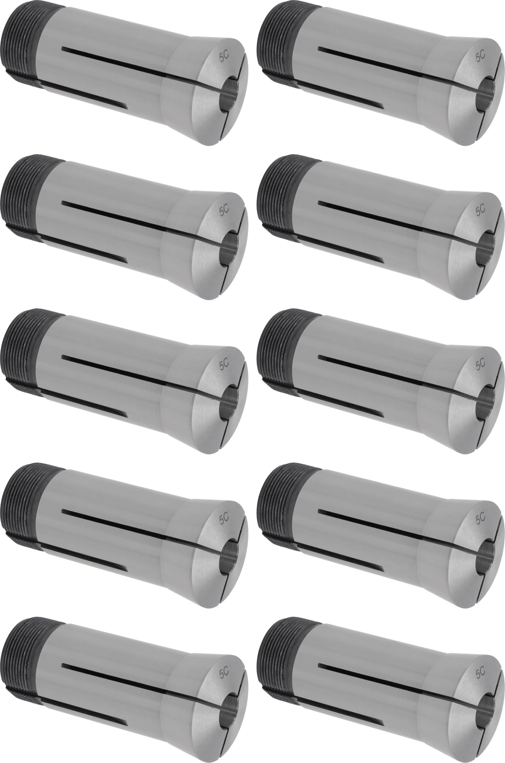 CME 10 pcs Round 5C Collets, 1 1/64" Size, 1.238"-20 External Thread, Hardened and Spring Tempered Steel