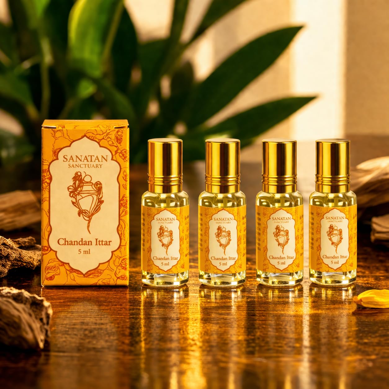 Chandan Itar Perfume Pack of 4 (5ml Each, Total 20ml) Sandalwood Fragrance Attar for Men & Women, Long Lasting Natural Aroma, Alcohol-Free Roll On Perfume for Daily Use & Pooja-image-26