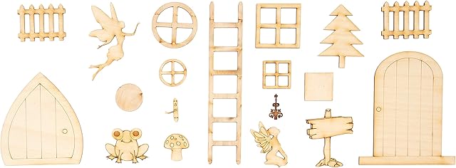 Derwent Laser Crafts Fairy Hobbit Elf Door Window Accessories 41 piece Mega Craft Pack