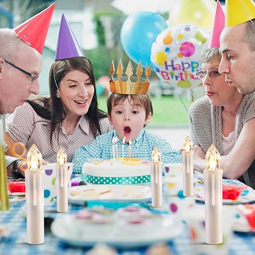 Miniatura 3 de CXMYKE 24 velas LED cónicas con temporizador, luces de árbol de Navidad, funciona con pilas, parpadeantes, sin llama, blanco cálido, perfectas para