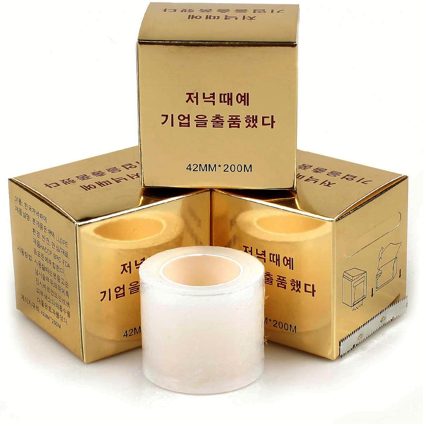 fenshine 4 PCS Disposable Eyebrow Tattoo Plastic Wrap Preservative Film For Professional Eyebrow Lips Permanent Make Up Supplies Wrap Cover Tape Roll (4 Rolls Preservative Film)