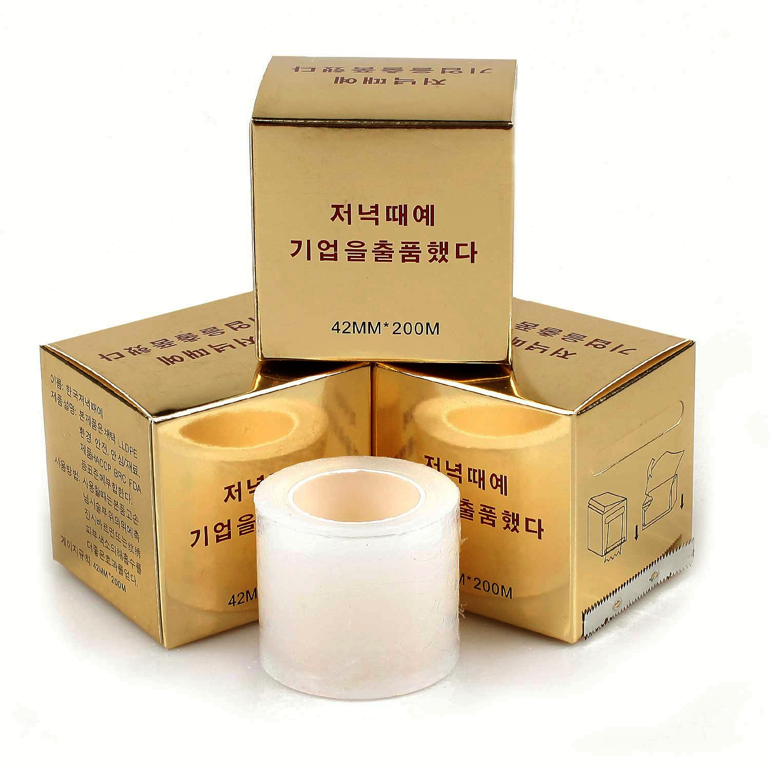 fenshine 4 PCS Disposable Eyebrow Tattoo Plastic Wrap Preservative Film For Professional Eyebrow Lips Permanent Make Up Supplies Wrap Cover Tape Roll (4 Rolls Preservative Film)