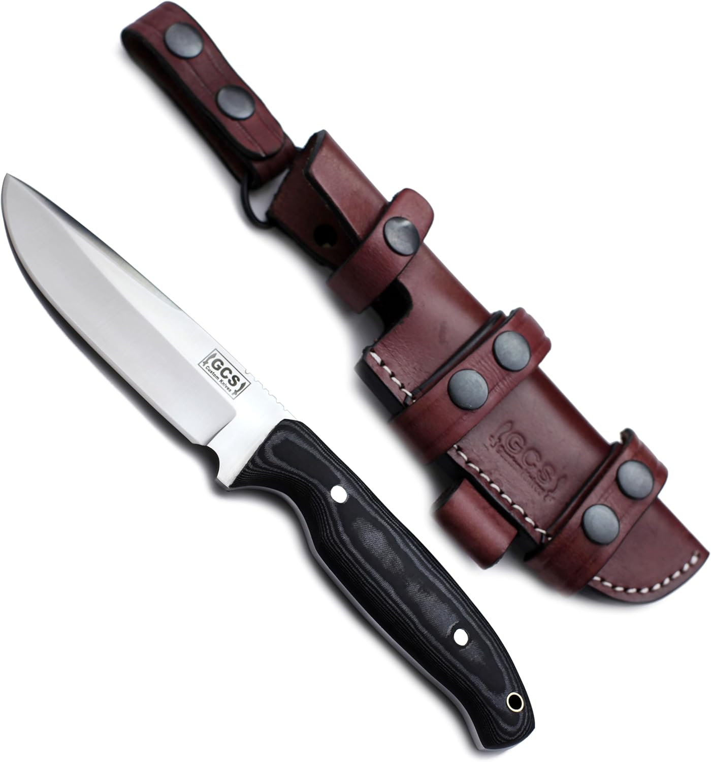 GCS Handmade Micarta Handle D2 Tool Steel Tactical Hunting Knife with leather sheath Full tang blade designed for Hunting & EDC GCS 881