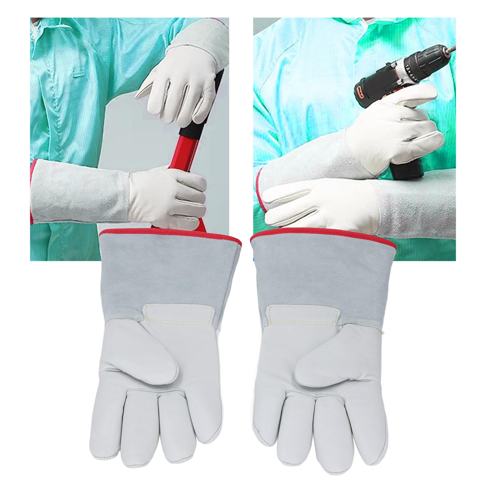Guantes Anticongelantes de 36 cm de Cuero de Vaca Engrosado para Protección a Bajas Temperaturas, Manejo de Nitrógeno Líquido y Hielo Seco, Guantes de Trabajo de Invierno