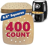Vista 1 de Reli. Forros de papel pergamino para freidora de aire (400 piezas) marrón Hojas desechables cuadradas de 8.5 pulgadas Papel pergamino