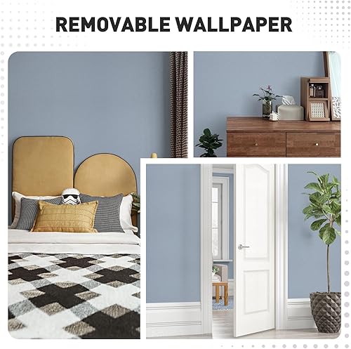 Miniatura 7 de Papel tapiz azul texturizado autoadhesivo mate para despegar y pegar, papel de contacto extraíble, vinilo para cocina, muebles de gabinete, papel de