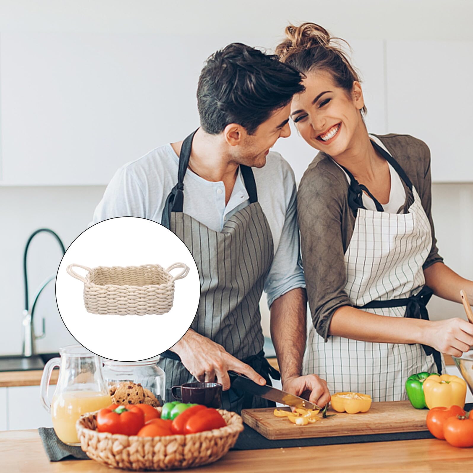 Gadpiparty Großer Baumwoll aufbewahrungskorb Handgefertigt Runder Organizer für Snacks Haushaltswaren Wohnzimmer Schlafzimmer Kinderzimmer