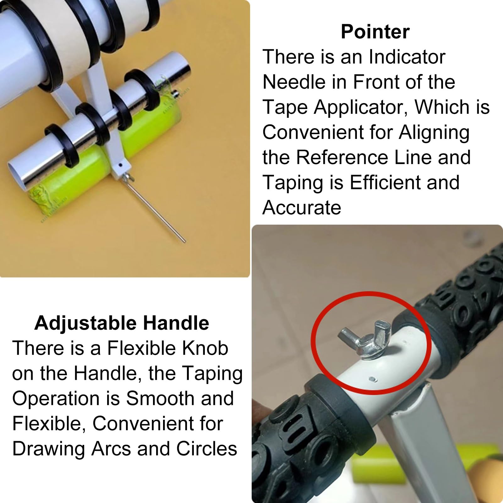Pickleball Court Line Tape Machine per Applicatore di nastro per pavimenti per campi da esterno per parcheggio Striping Applicatore di nastro adesivo per vernice argento