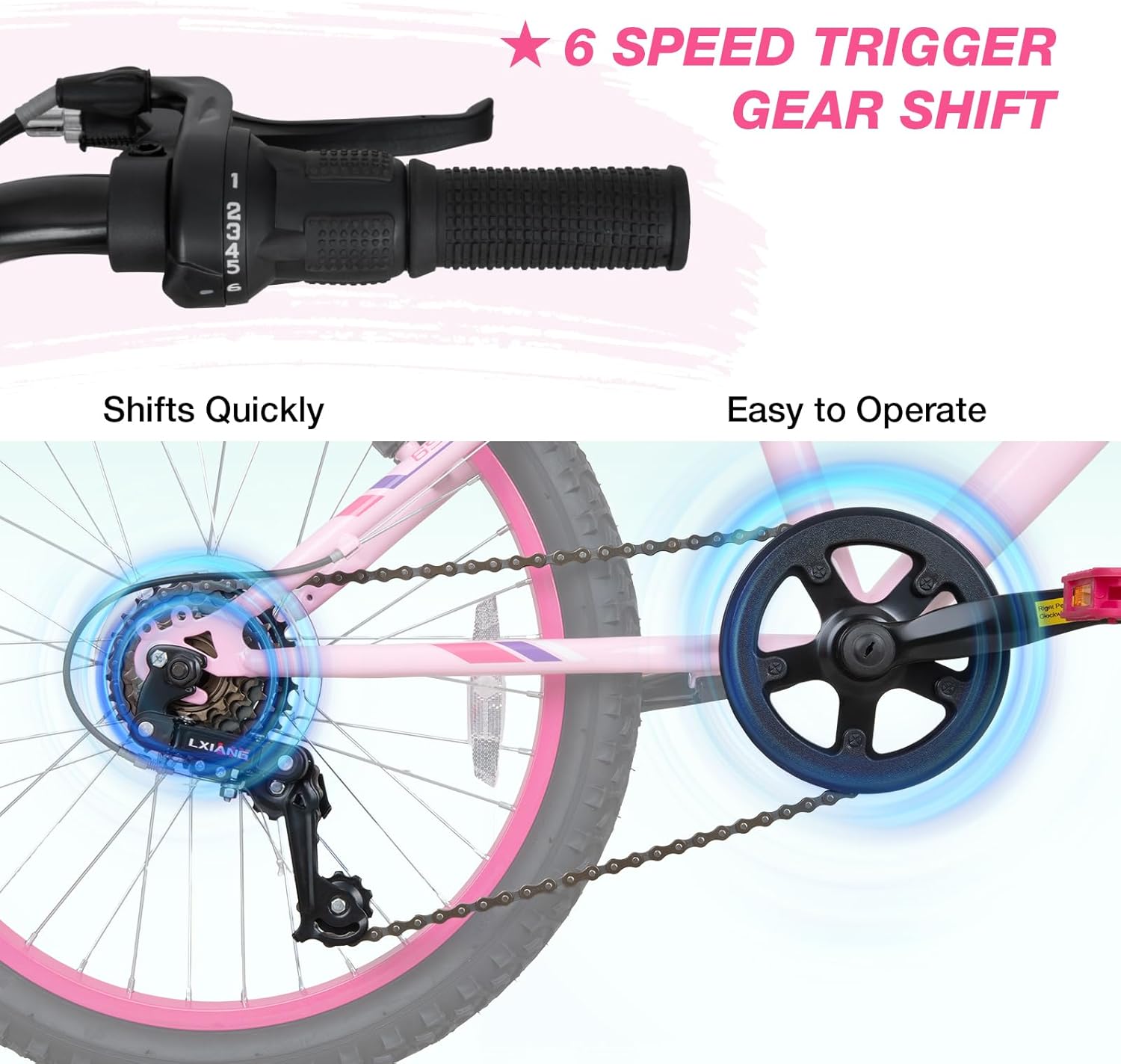 WEIZE 20 24 Inch Kids Mountain Bike,Kids Bike for Girls Age 6-14 Year Old,6 Speed Kid Bicycle with Front Suspension Fork,Adjustable Seat Height,High-Carbon Steel Frame,Ideal for Girl Adventurers - Image 2