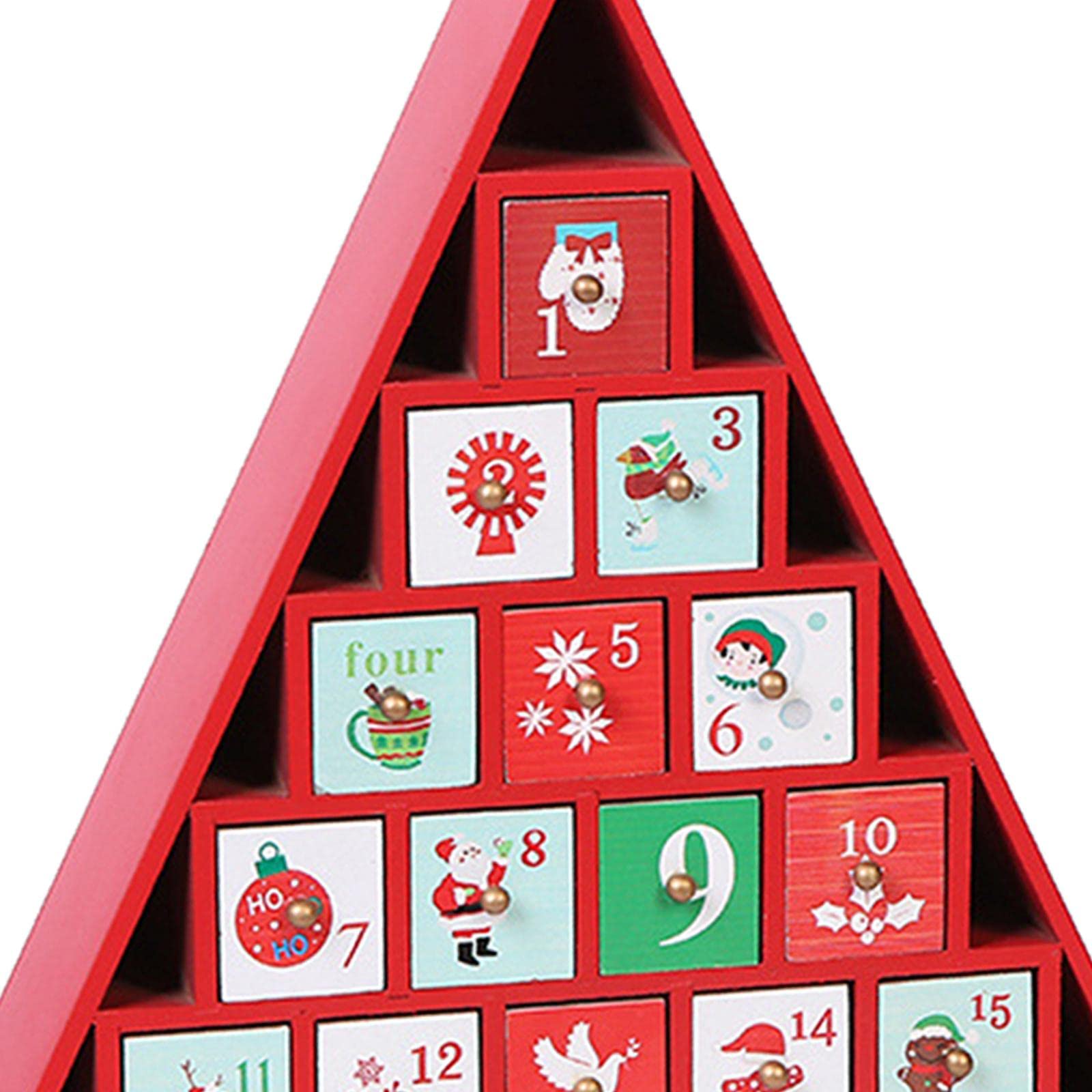 Adventskalender aus Holz, befüllbar, 24 Tage Adventskalender für Tisch, Zuhause, Weihnachtsdekoration, Foto-Requisiten