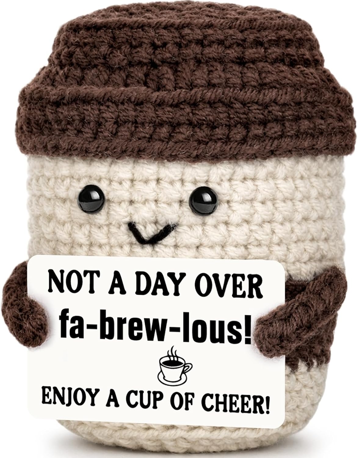 Agantree art Funny Coffee Espresso Lover Accessories Gifts for Women Men Coworker Knitted Crochet Coffee Mug Home Desk Office Decoration Birthday Celebration Graduation Promotion Enjoy A Cup of Cheer