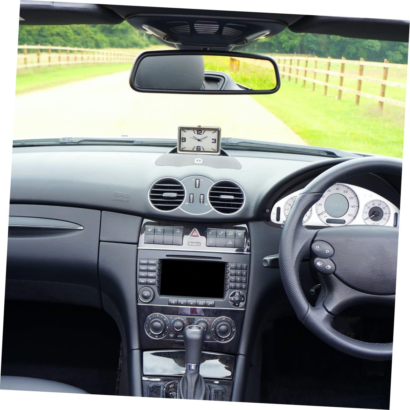 Ciieeo Small Square Car Dashboard Clock Adhesive Compact Auto Vent Mount Timepiece for Precise Driving Check and Stylish Vehicle Decor