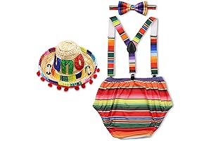 UNO Mexican Fiesta Outfit for Boys: Y Back Suspender, Adjustable Bloomers, Bowtie,...