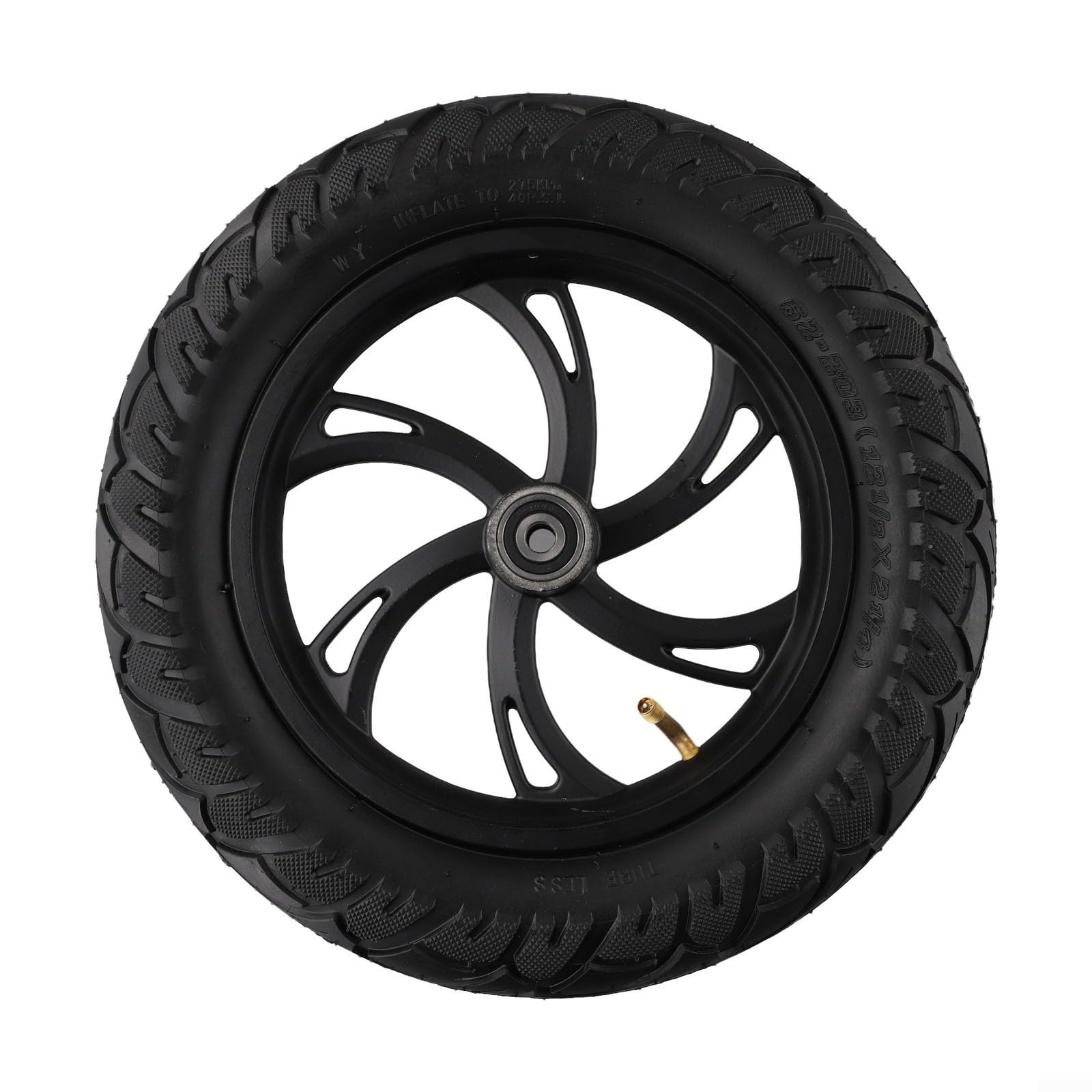 1 confezione da 12 1/2 x 2 1/4 pneumatici per scooter elettrico con freno a disco, ruota anteriore 62-203 in gomma e lega di alluminio mozzo per scooter elettrici pieghevoli uso privato terra nero