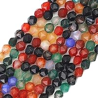 Vista 8 de Cuentas redondas facetadas de ágata india natural de 6 mm para hacer joyas, 36 cm/hebra