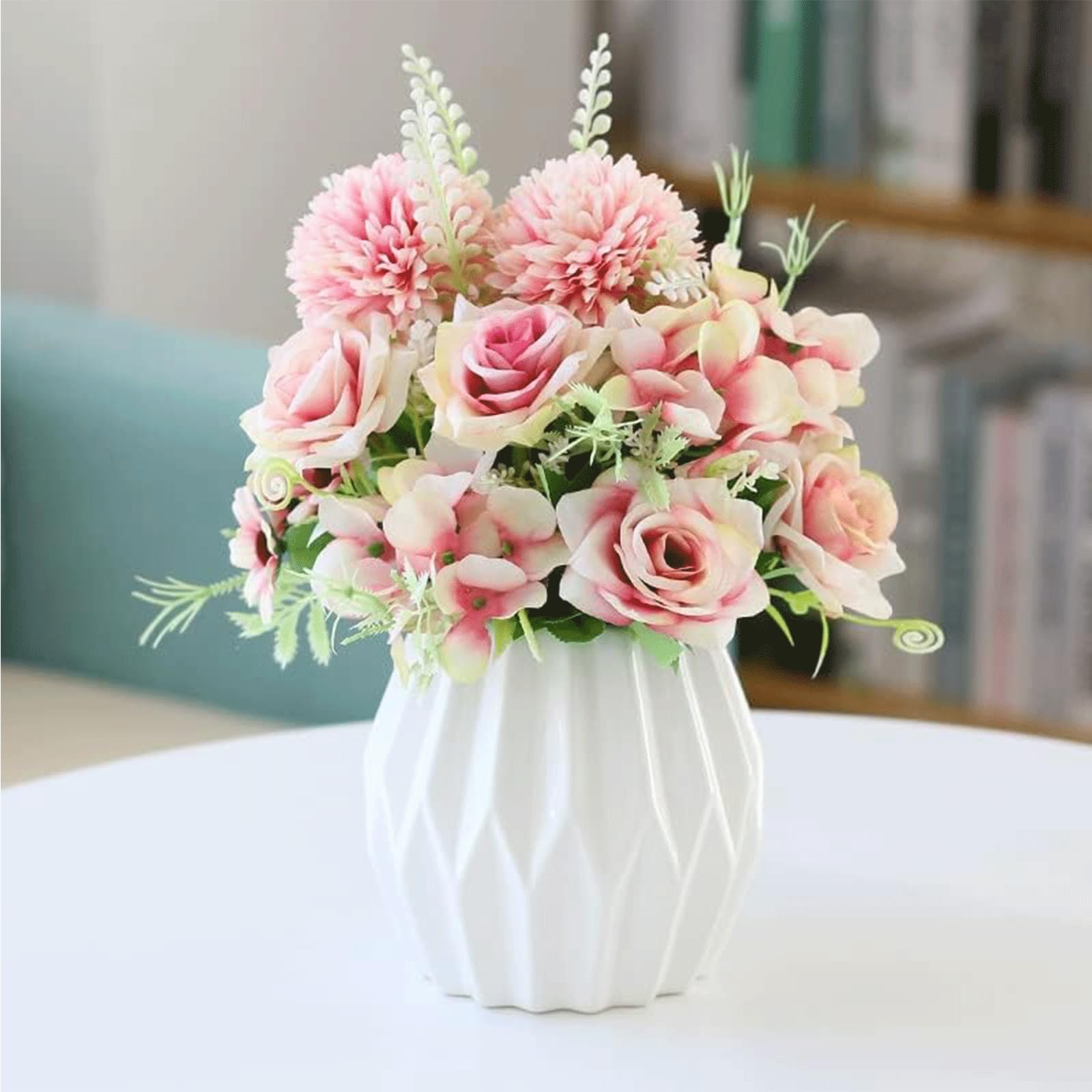 XDLEDMKIZ High-Grade Fake Flowers Rose Flower Arrangement Artificial Flowers Centerpieces Bouquets Centerpieces Parlor Decor